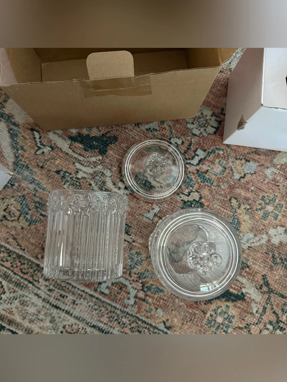 2 Pack Qtip Holder Glass Apothecary Jars with Lids